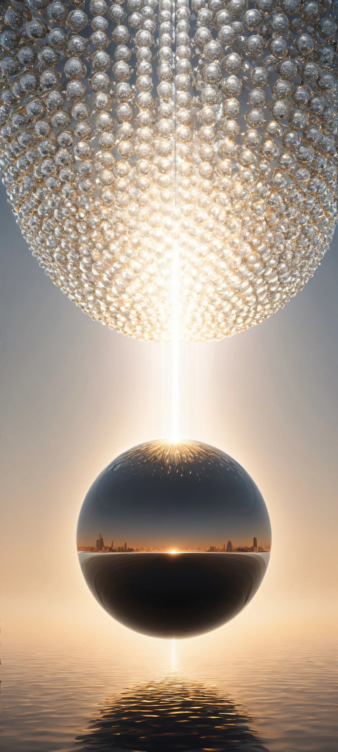 Luxurious Orb artwork on iPhone or Android device, with intricate micro-details and pure void background. Perfect for home screen.