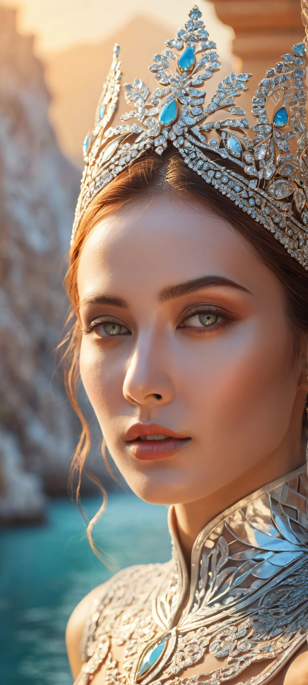 A hauntingly beautiful scene of an iPhone/Android with a breathtaking vertical portrait artwork, perfect for home screens.