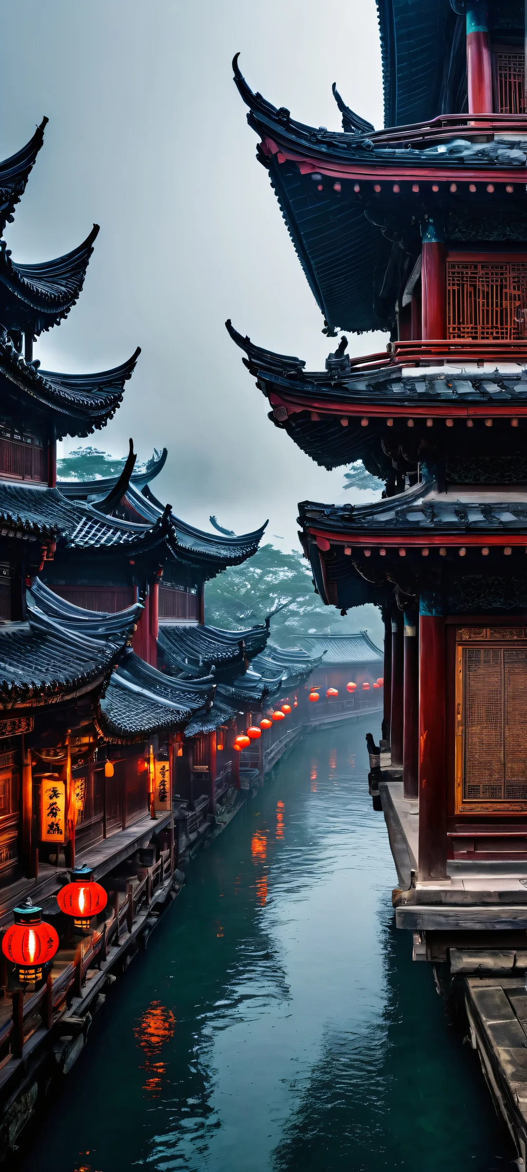 Epic mobile wallpaper featuring a stunning East Asian pagoda at sunset with HDR lighting, perfect for iPhone and Android home screens.