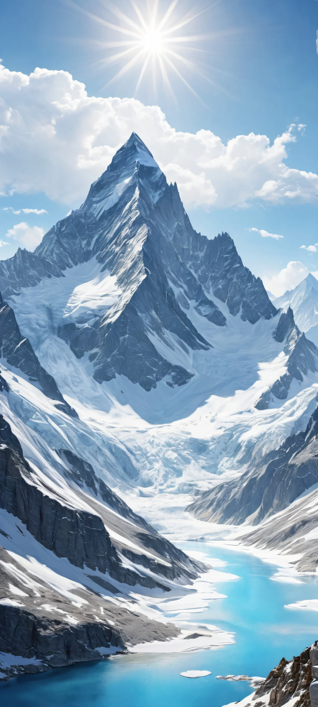 Breathtaking vertical portrait artwork of majestic mountain range on iPhone and Android phones. Perfectly optimized for home screens.