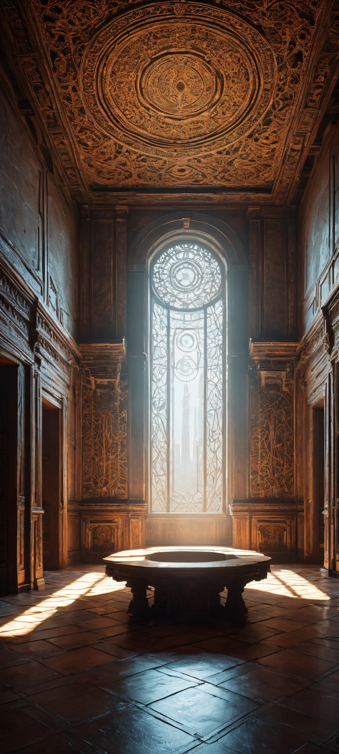 iPhone and Android users will be mesmerized by this mysterious portal artwork featuring eerie pixel art characters amidst ancient architecture, perfectly optimized for your home screen.