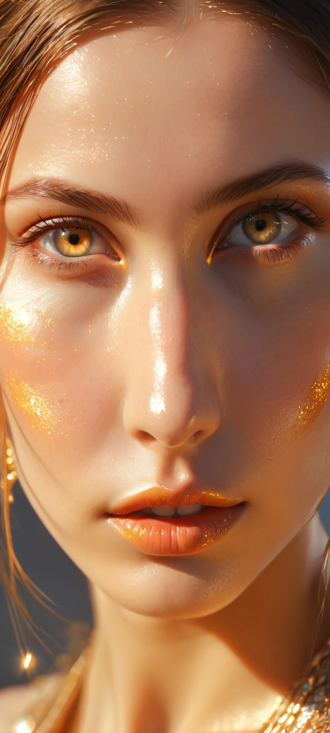 iPhone/Android wallpaper featuring a stunning young woman with pointed ears and captivating gaze.