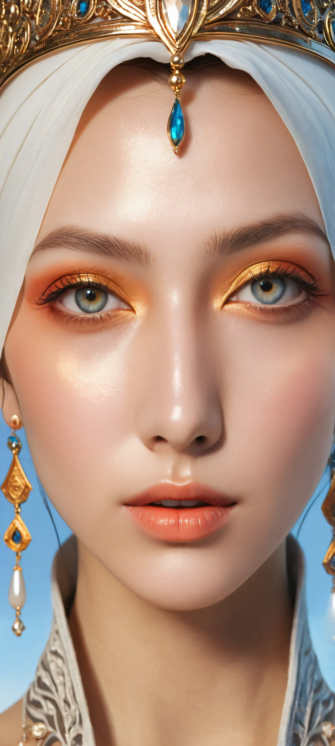 Stunning portrait artwork of a detailed face with radiant colors and ray-traced reflections. Perfectly optimized for iPhone/Android home screens.