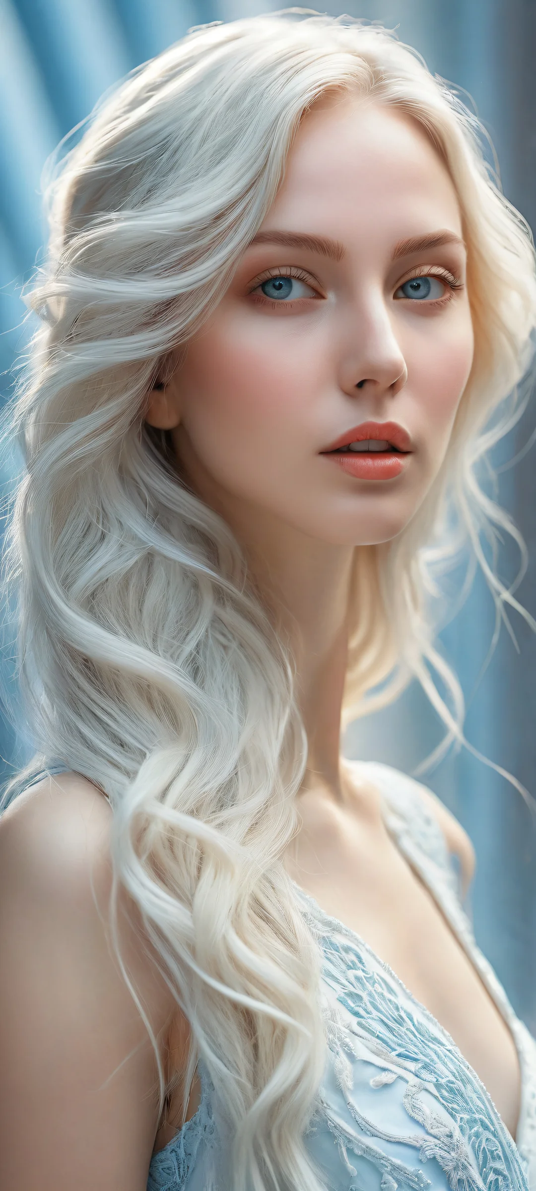 A woman with long hair on a pure void background for iPhone/Android mobile wallpaper.