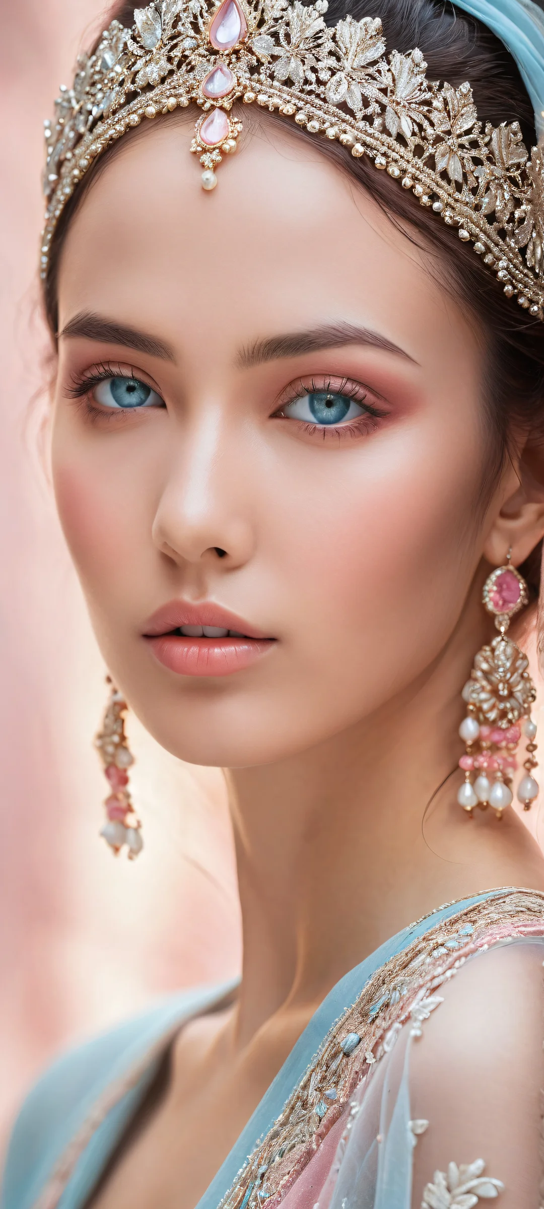 Beautiful portrait of a woman on iPhone/Android with intricate illustrations and ethereal lighting.