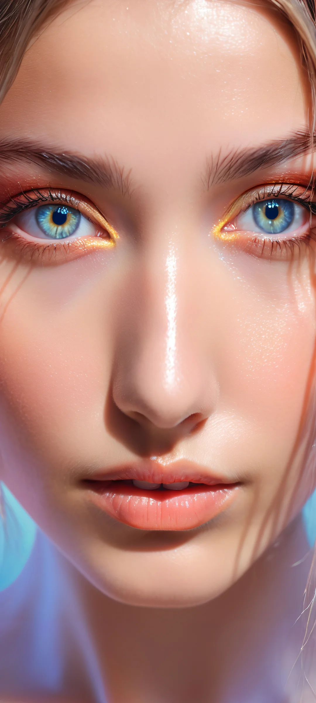 A young girl portrait with intricate details on her eyes and fingers, perfectly optimized for iPhone/Android home screens.