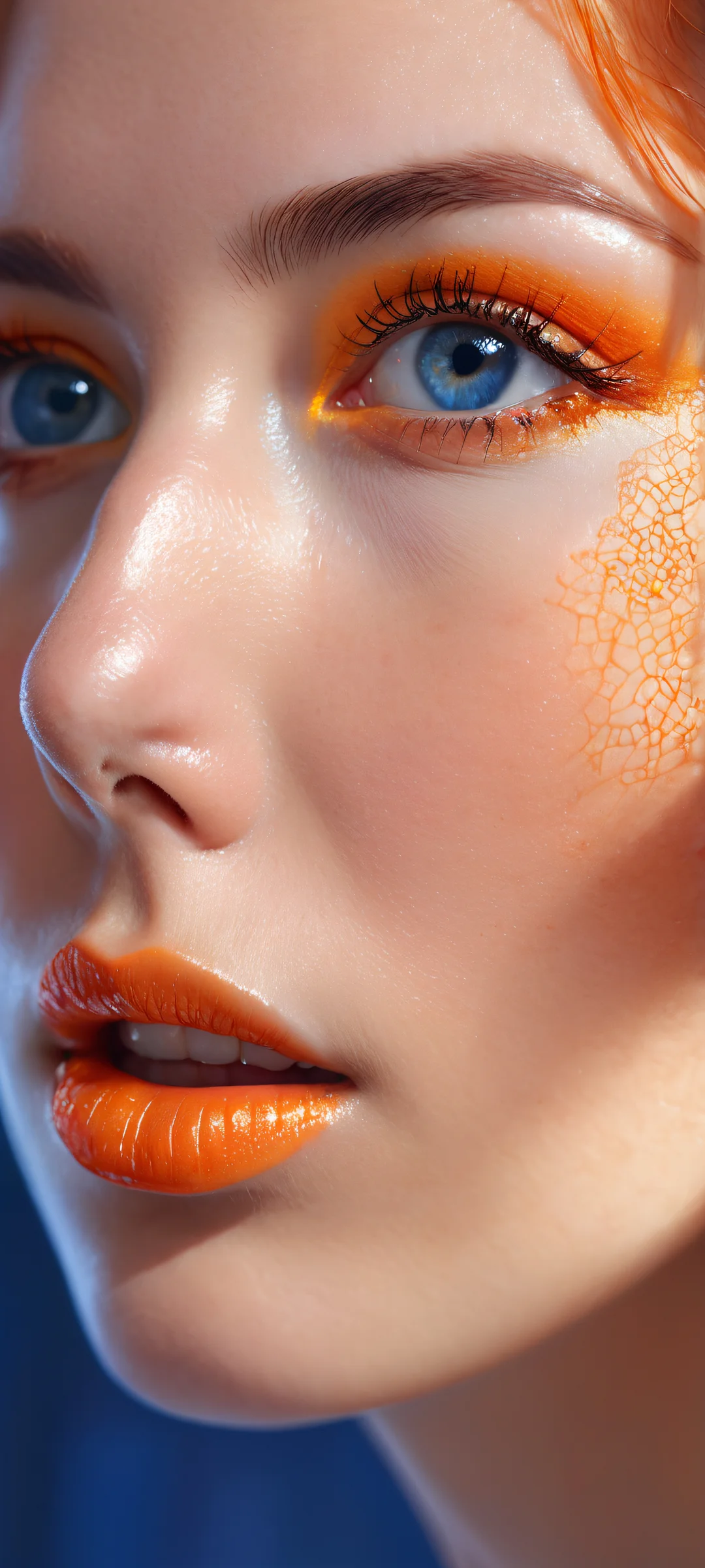 A stunning digital artwork of a detailed face placed in the lower-middle, surrounded by a vast pure void, perfectly optimized for iPhone and Android home screens.