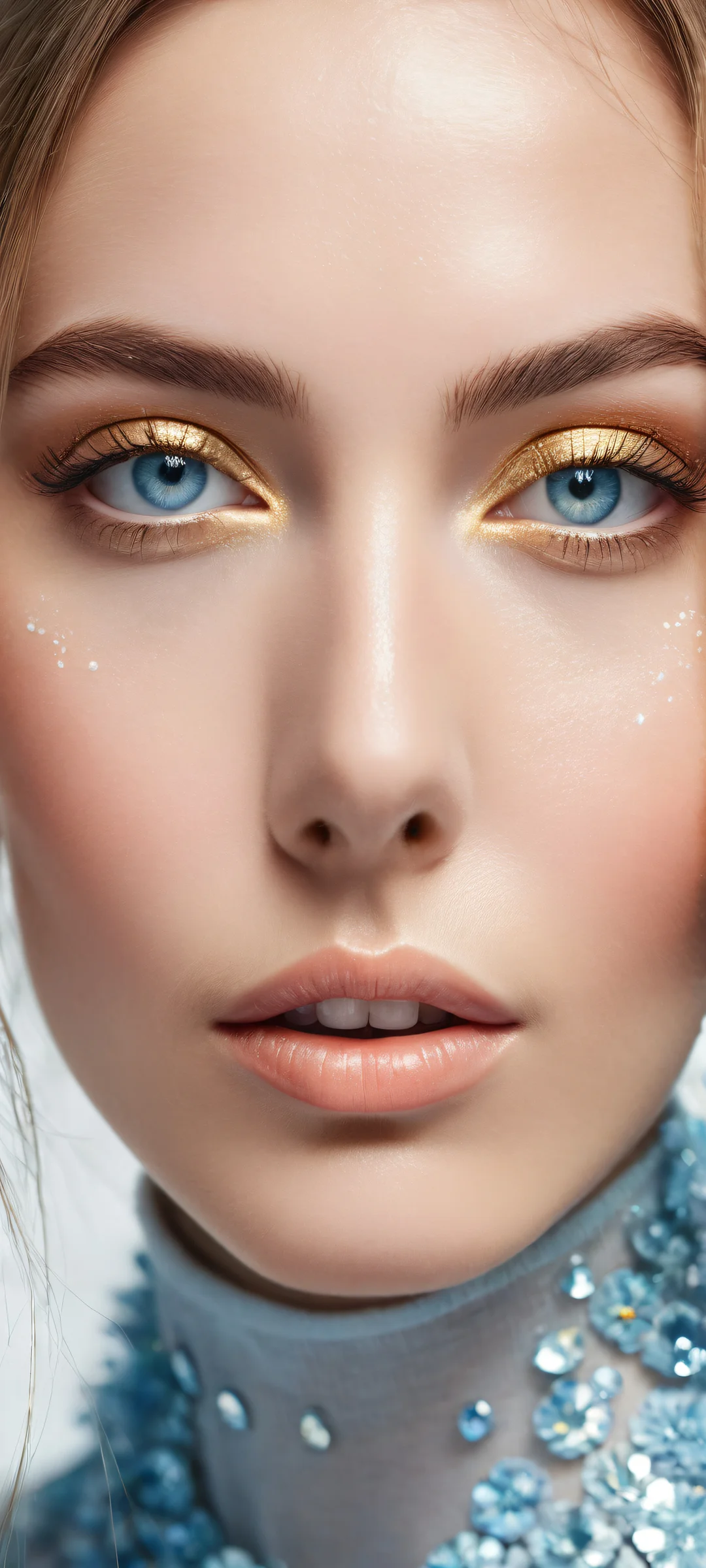 Beautiful digital art of a face on iPhone/Android with intricate details and ethereal lighting.