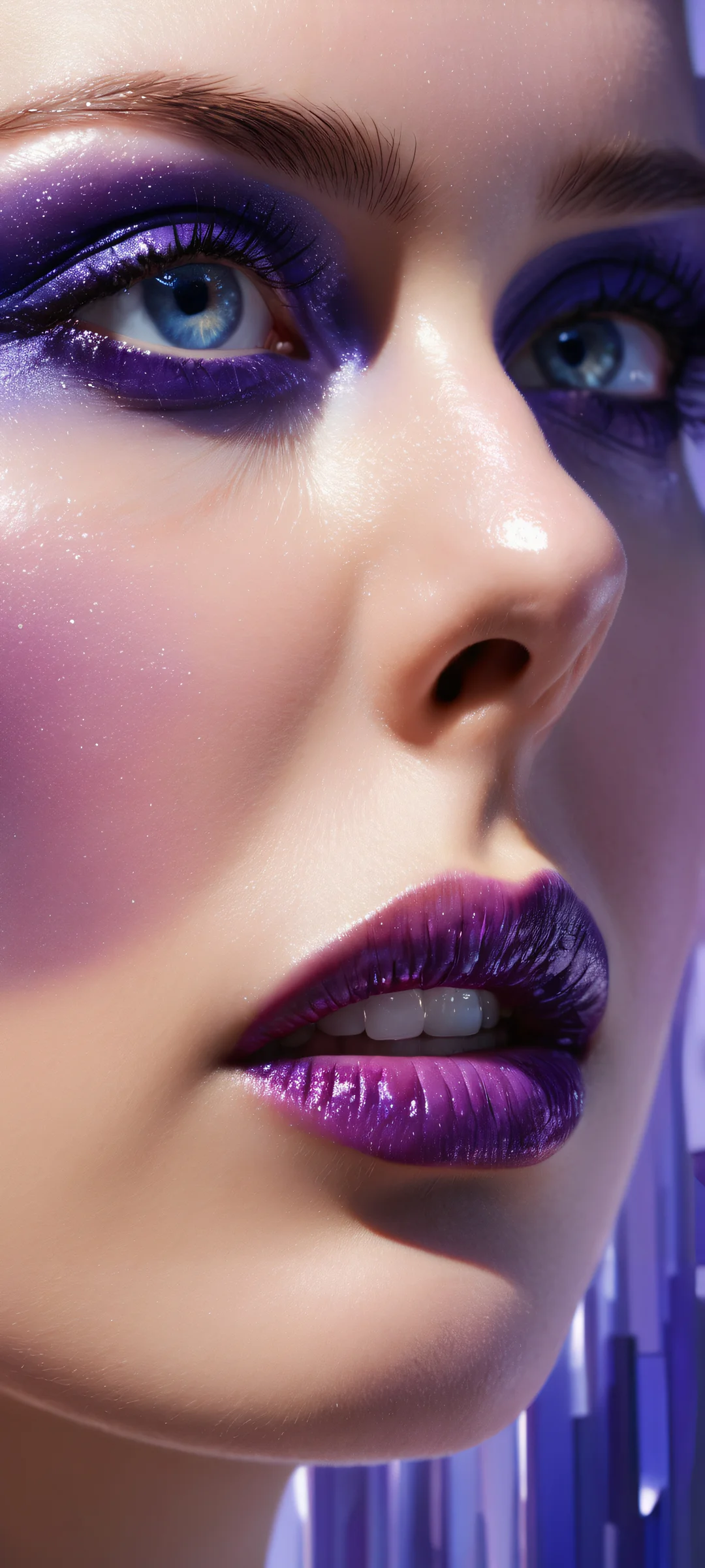 A breathtaking portrait of a futuristic face with intricate details on an iPhone/Android device.