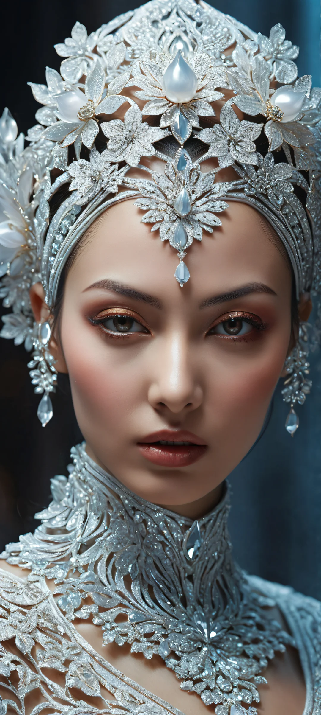 Phalia il facial sculpture on iPhone or Android phone with stunning ethereal lighting and brilliant colors