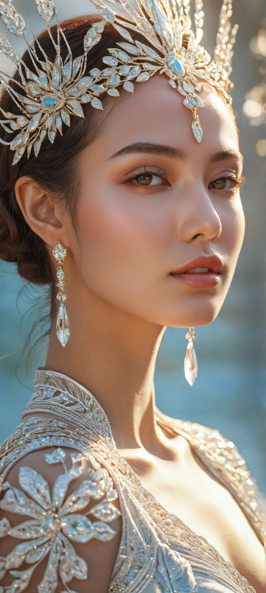 iPhone/Android wallpaper featuring an award-winning digital portrait with intricate micro-details and radiant lighting.