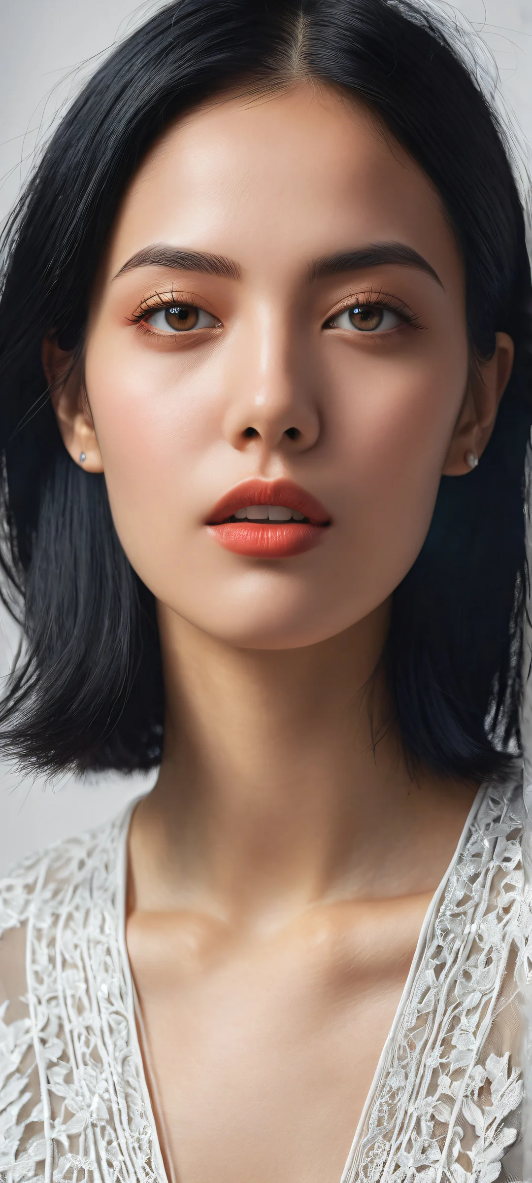 Beautiful ethereal portrait artwork of a girl with black hair on an iPhone or Android, perfectly optimized for home screens.