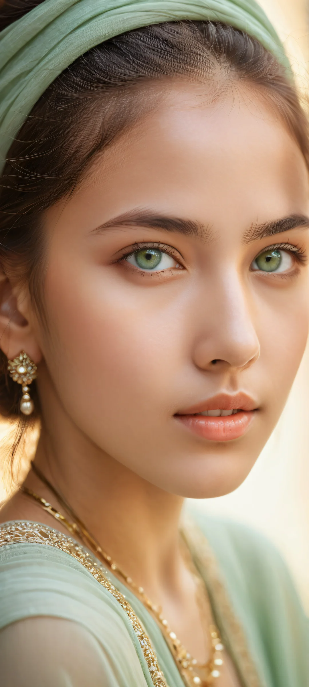 Ethereal Portrait 2K QHD Home Screen A serene iPhone/Android wallpaper featuring a stunning portrait of a young girl with intricate details and a vast, pure void background, evoking feelings of tranquility.