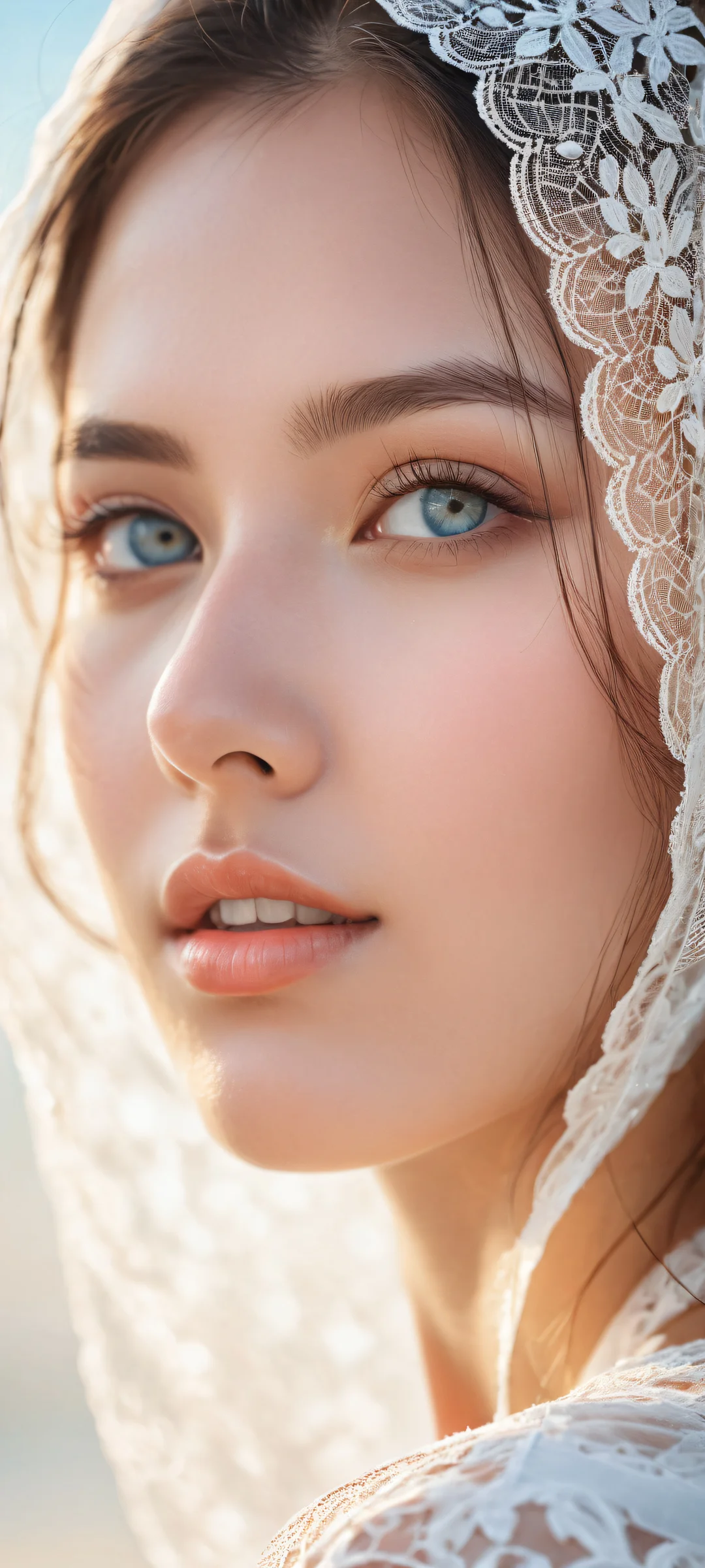 Delicate girl portrait with intricate details, perfect for iPhone or Android home screens.