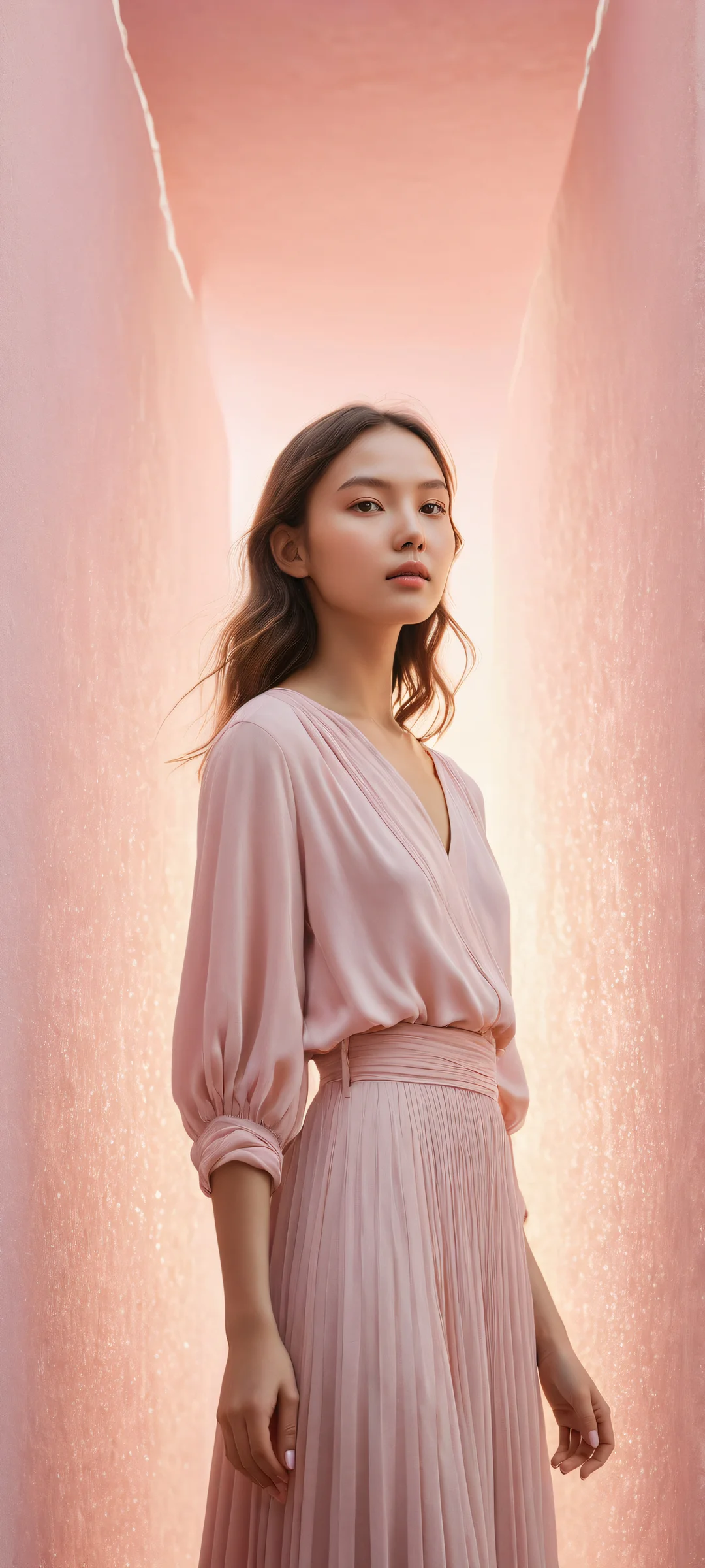 A young girl's portrait with intricate surroundings and ray-traced reflections, perfectly optimized for iPhone/Android home screens.