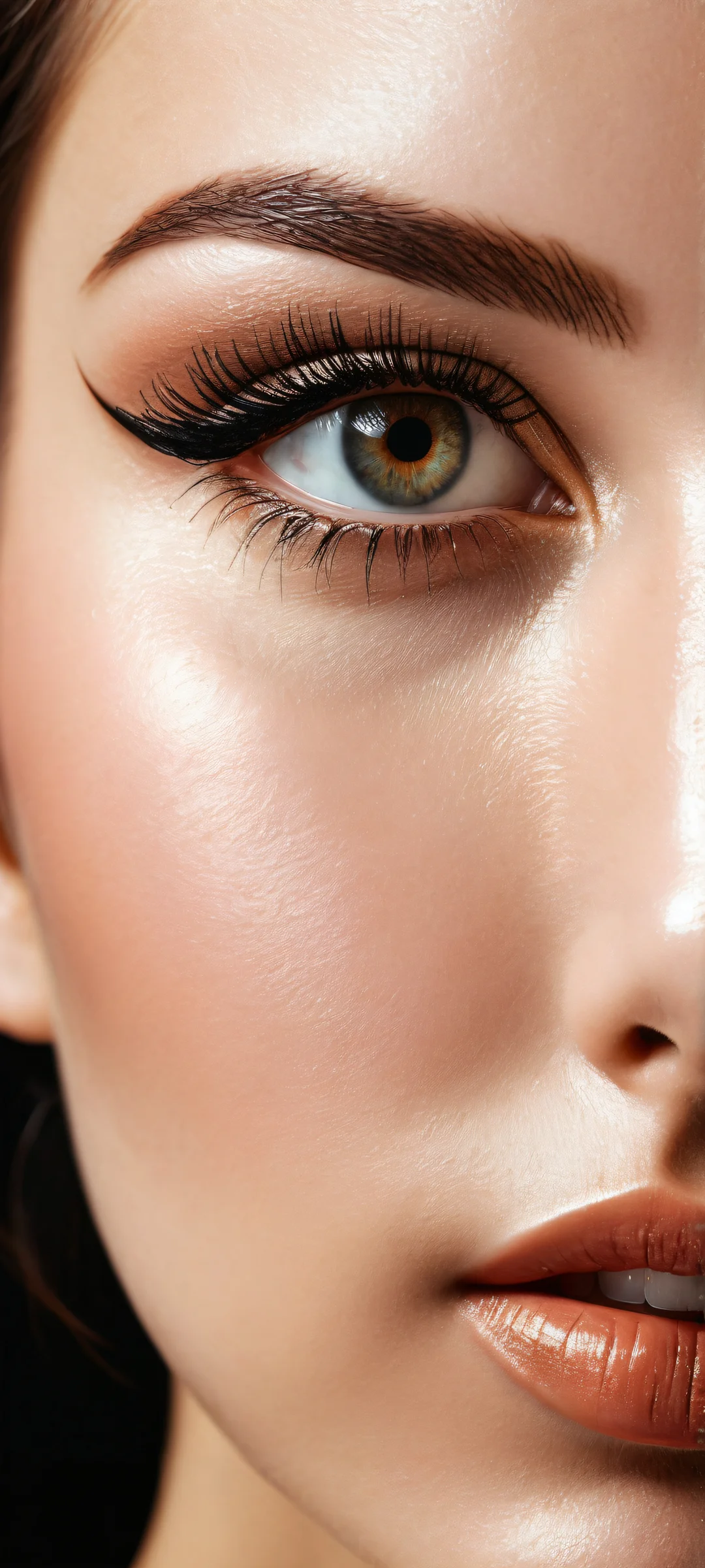 A beautiful portrait on iPhone/Android with intricate details and a minimalist cityscape in the background.