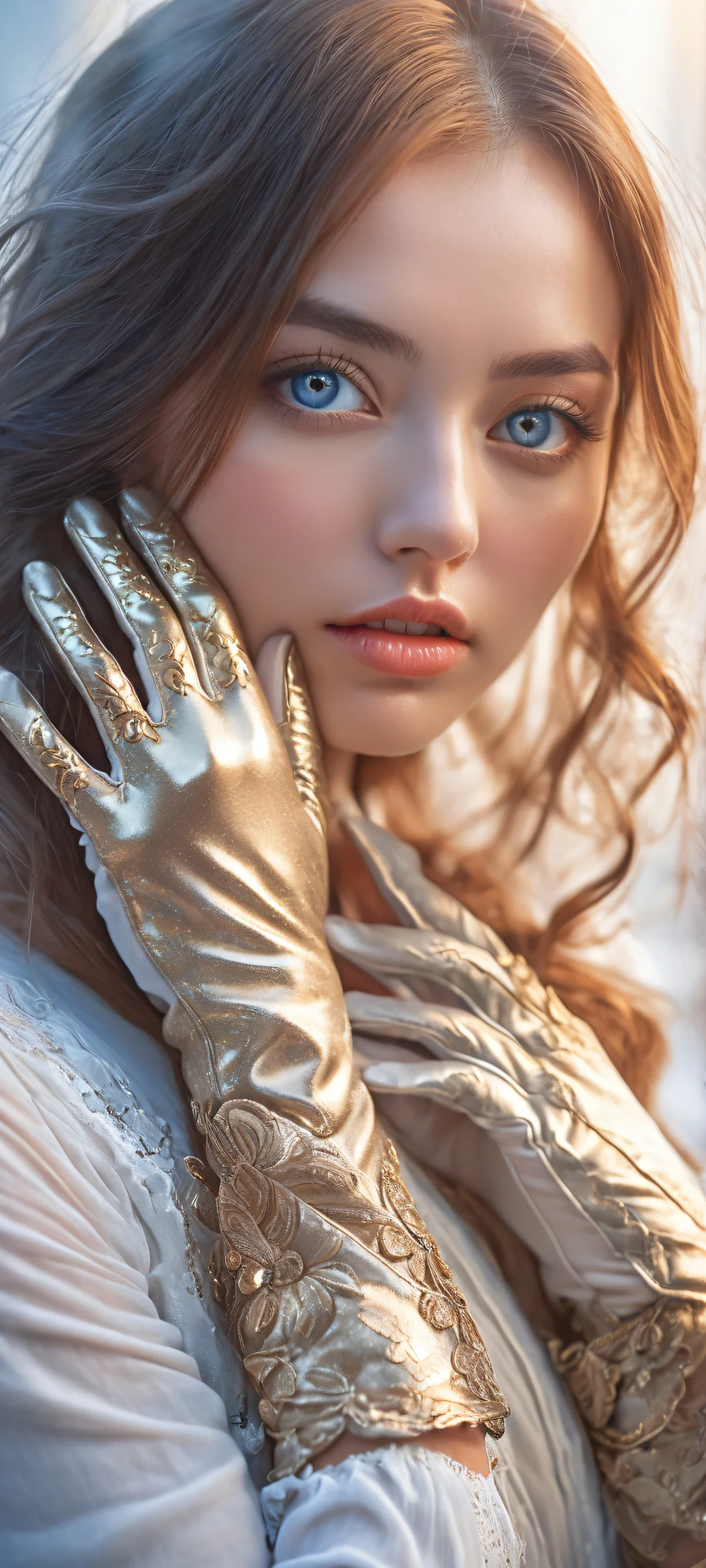 Portrait of two women with intricate details against a void background. Perfect for iPhone and Android home screens.