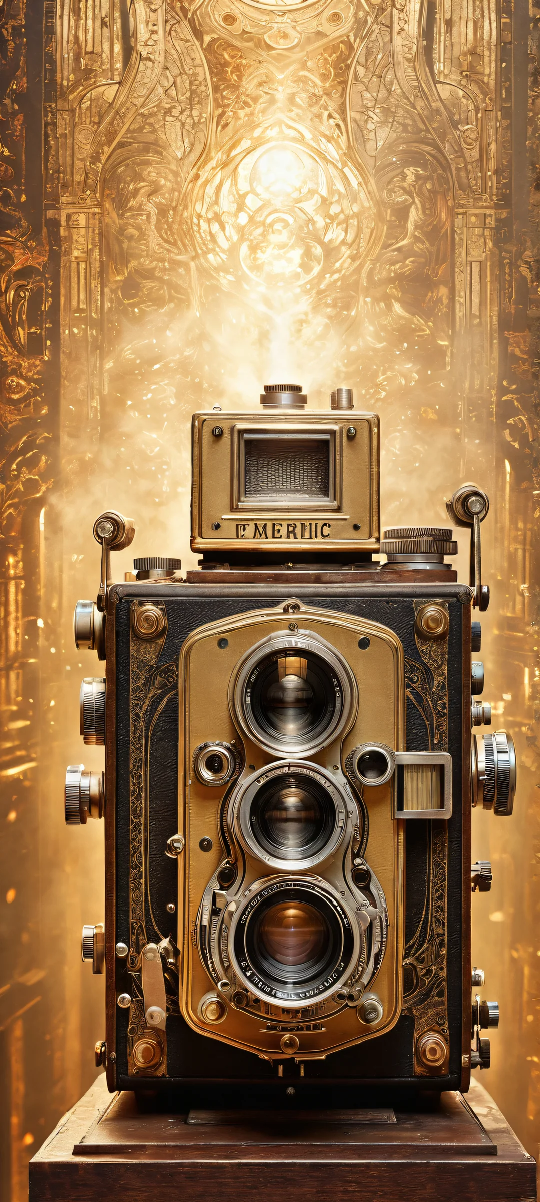Old-fashioned camera with intricate details on iPhone/Android devices