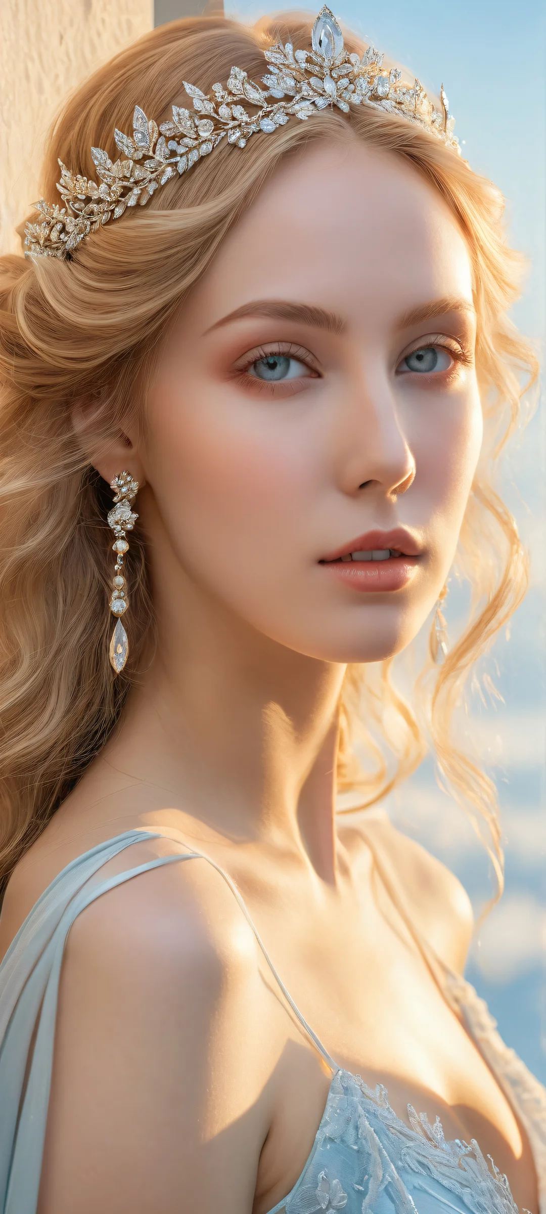 A breathtaking portrait of Ethereal Princess on iPhone/Android with intricate details and serene background, perfect for home screens.