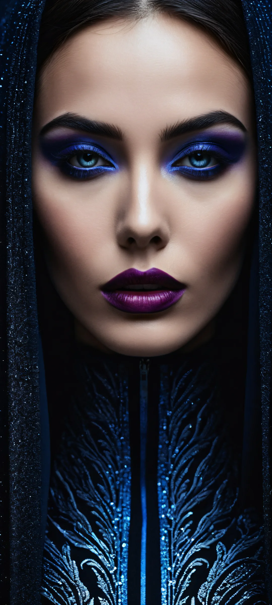 A beautifully illustrated face with intricate micro-details on a pristine background for iPhone/Android