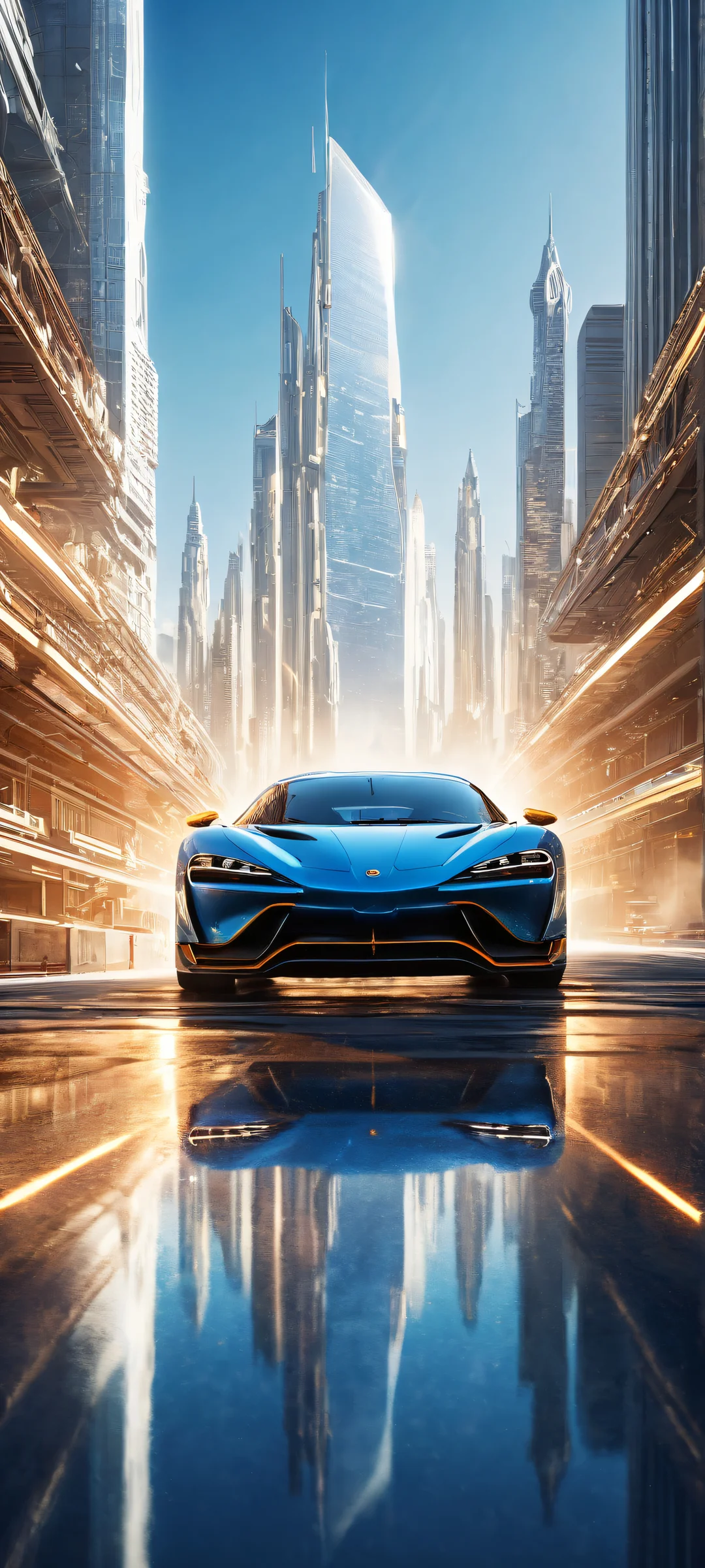 A futuristic car in a vast pure void, iPhone/Android compatible