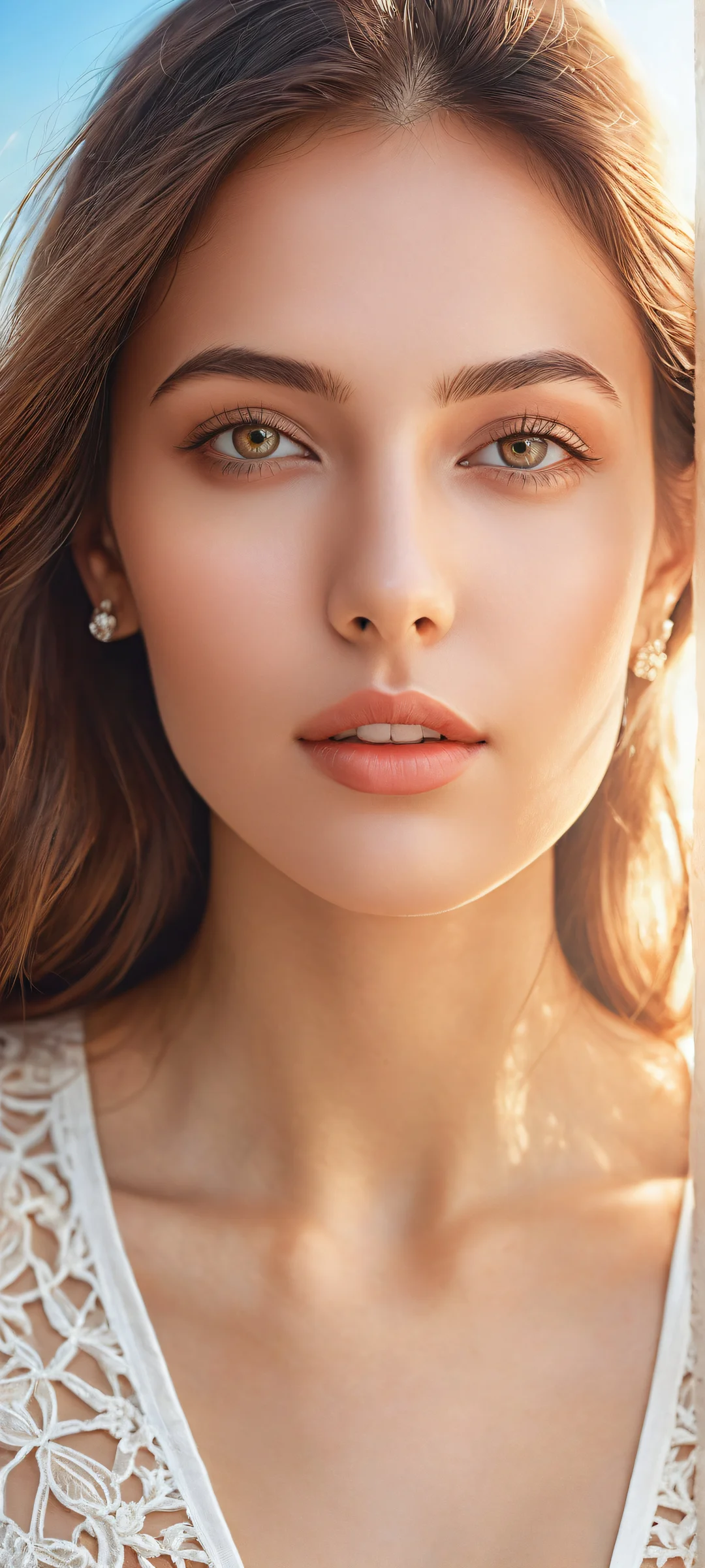 A breathtaking portrait of a beautiful face on iPhone/Android, with intricate details and a stunning void background.