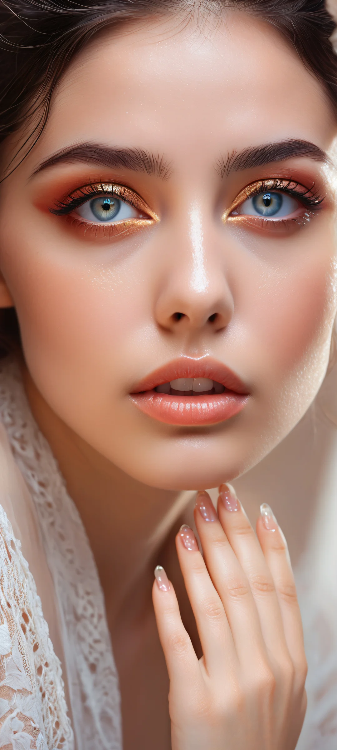 A young woman portrait on a pure white background, perfekt optimiert für iPhone- und Android-Startbildschirme.