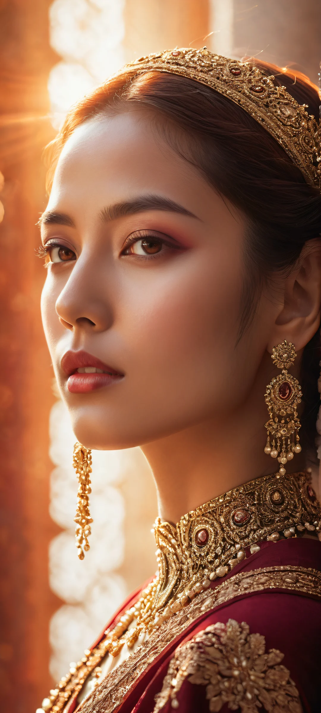 Award-winning digital art featuring a stunning portrait with intricate micro-details and ethereal lighting, perfecto para pantallas de inicio de iPhone/Android.