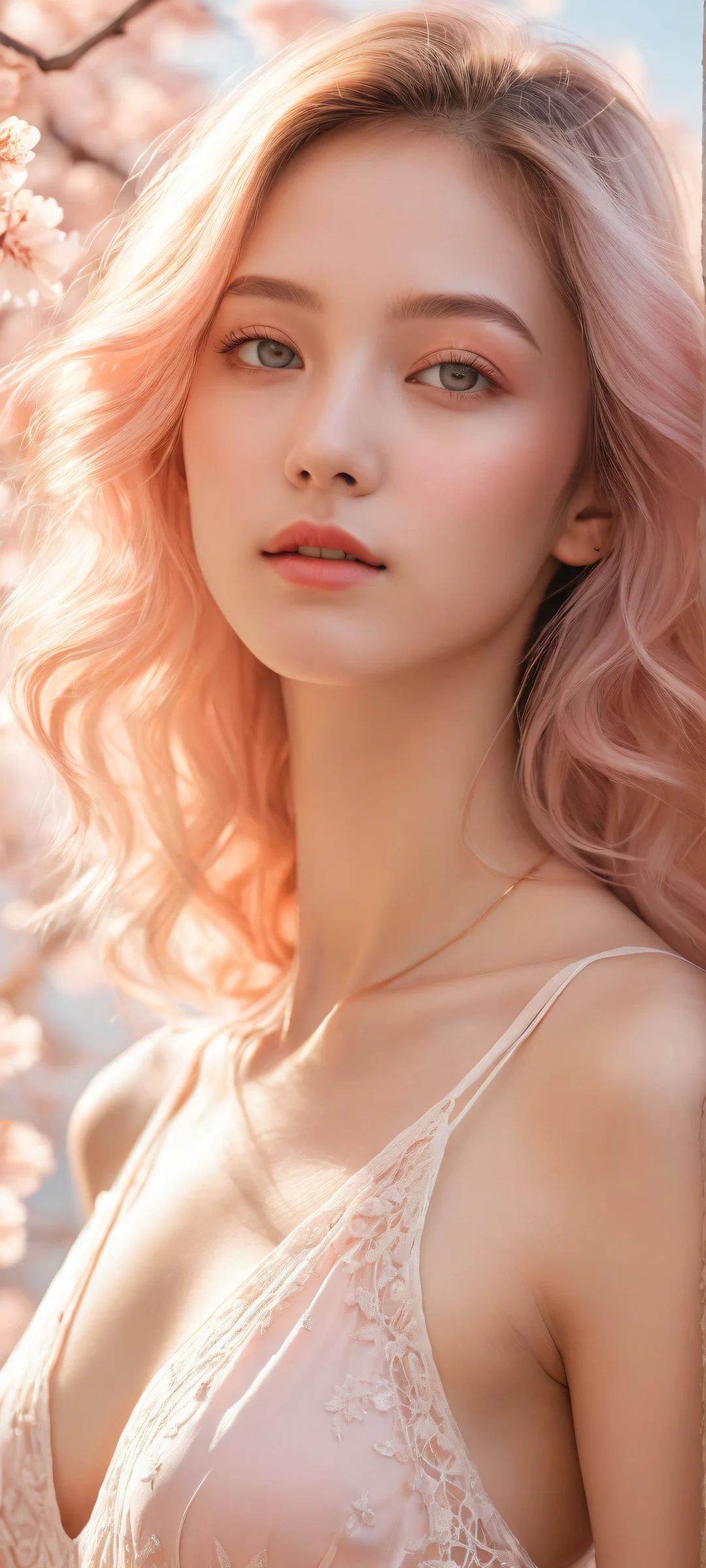 A breathtaking portrait of a girl on a pristine white background with intricate micro-details, parfaitement optimisé pour les écrans d'accueil iPhone/Android.