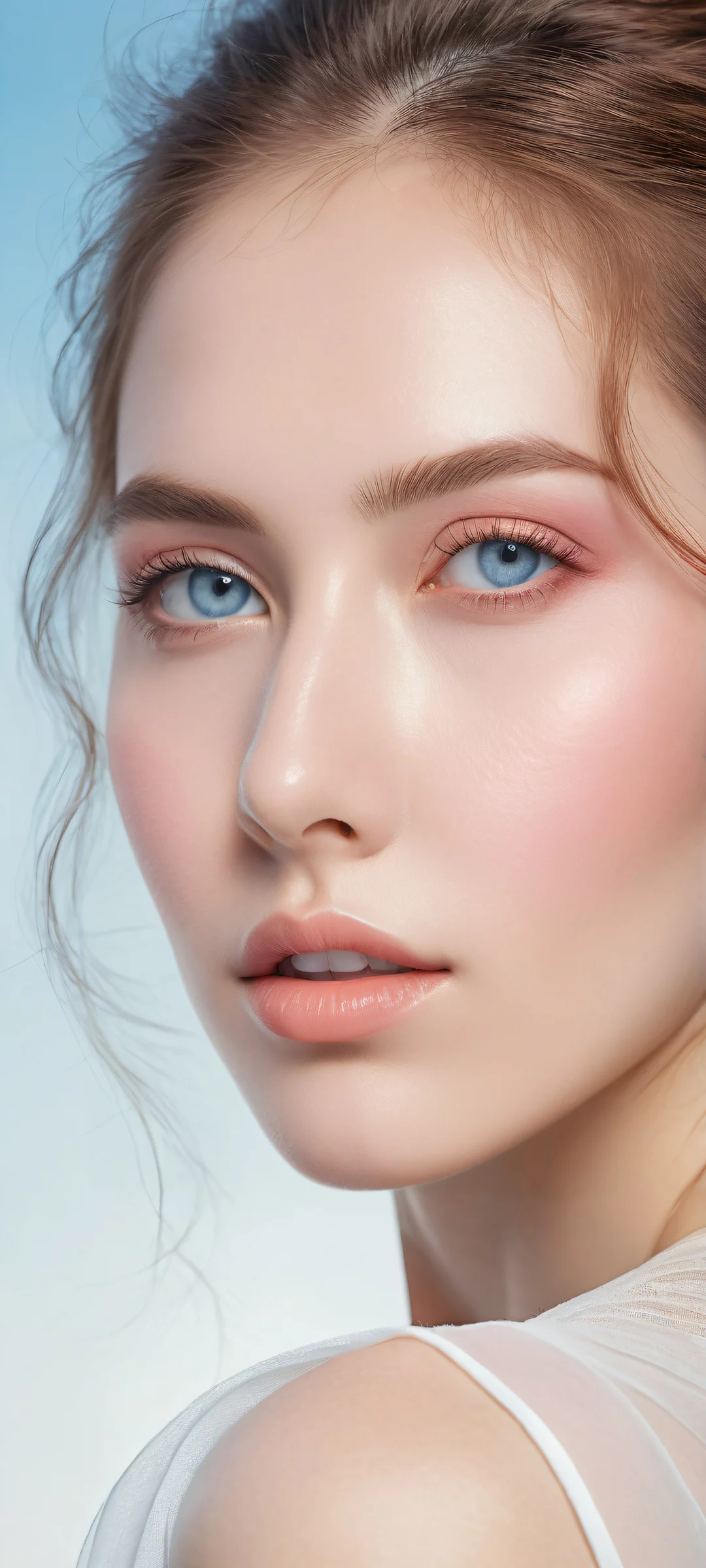 A beautiful face portrait on iPhone/Android, with ethereal lighting and stunning visual impact. Perfect for home screens!