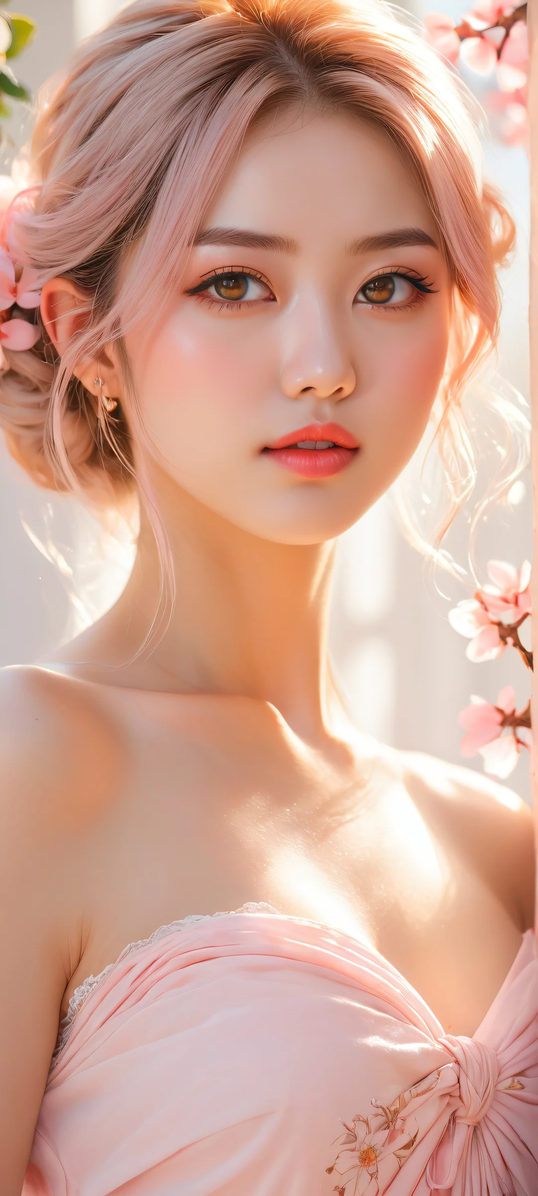 Anime woman on a serene background with intricate micro-details. Perfect for iPhone/Android home screens.