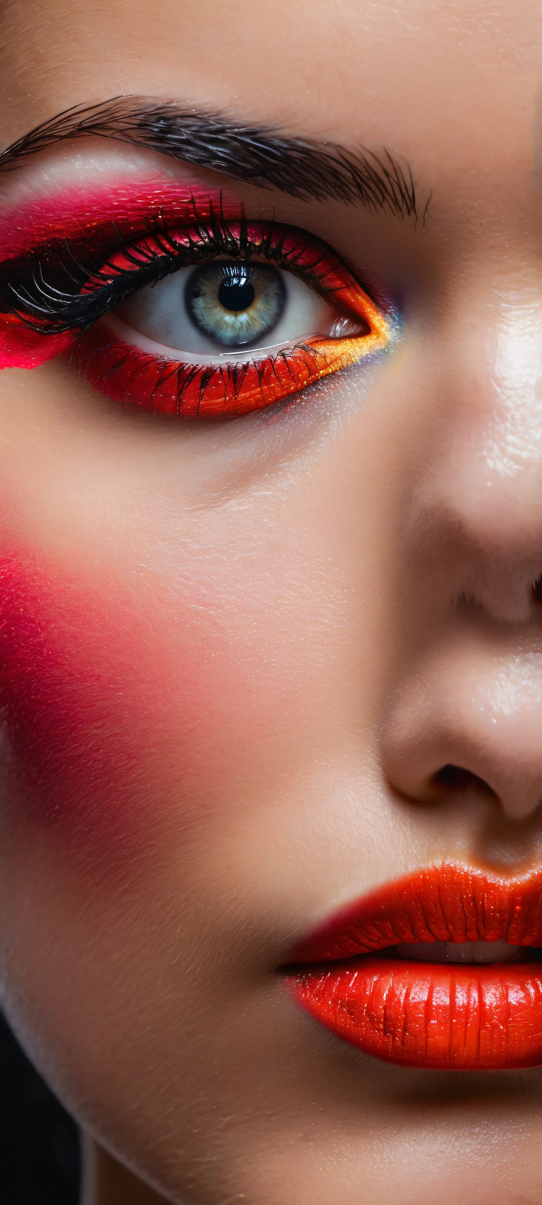 Portrait of a stunning face with intricate details, set against a clean void background, perfectly optimized for iPhone/Android home screens.