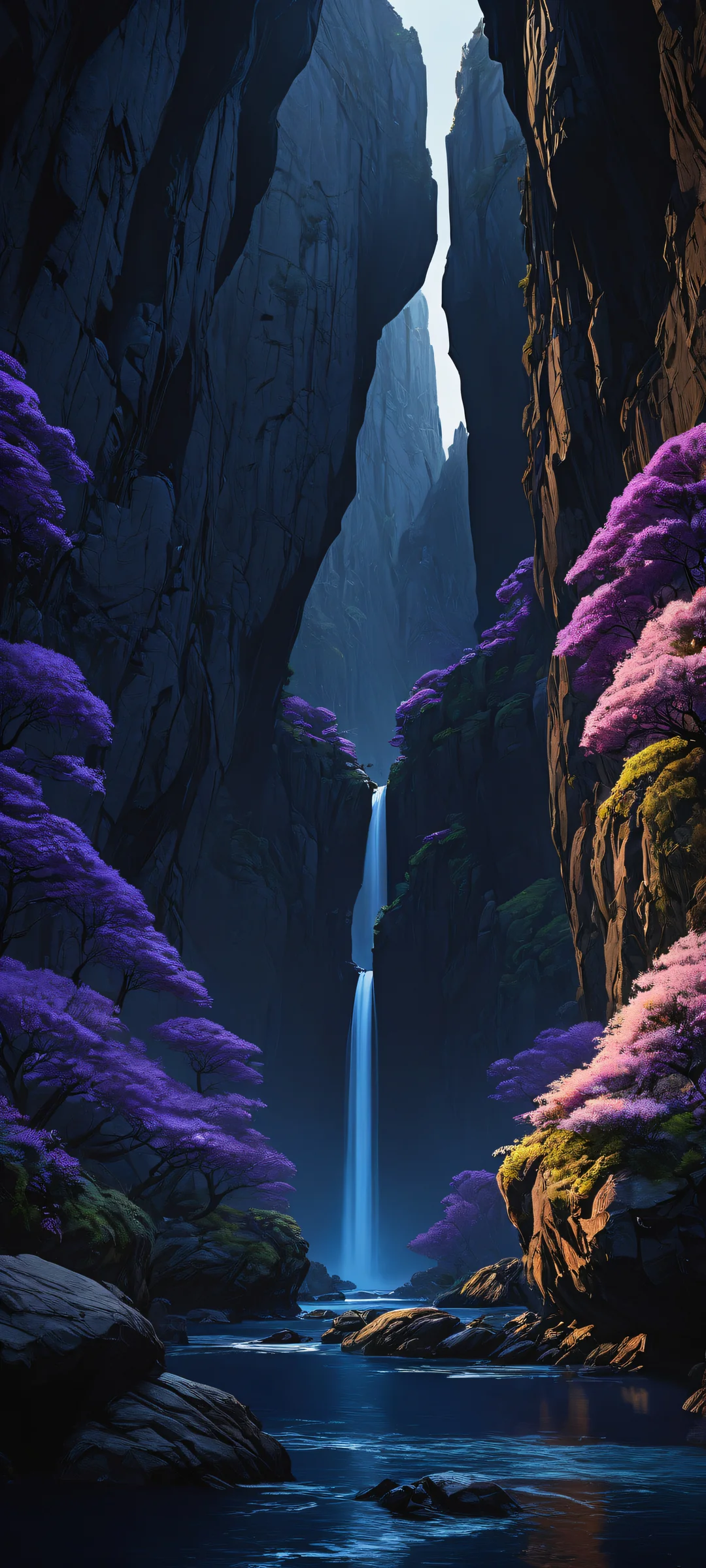 Mystical landscape with iPhone/Android design in mind, featuring a stunning portrait of an award-winning digital art piece.