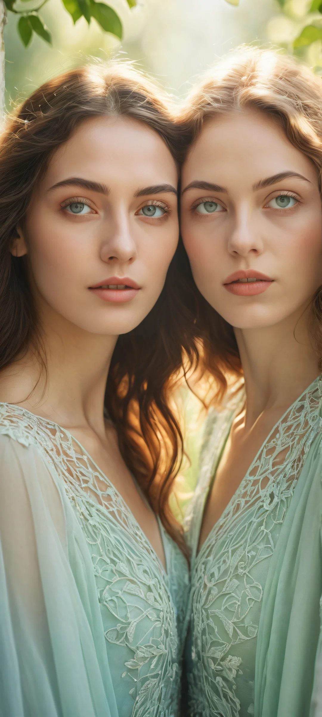 Two women placed in the lower-middle of a breathtaking outdoor scenery, perfectly optimized for iPhone and Android home screens.