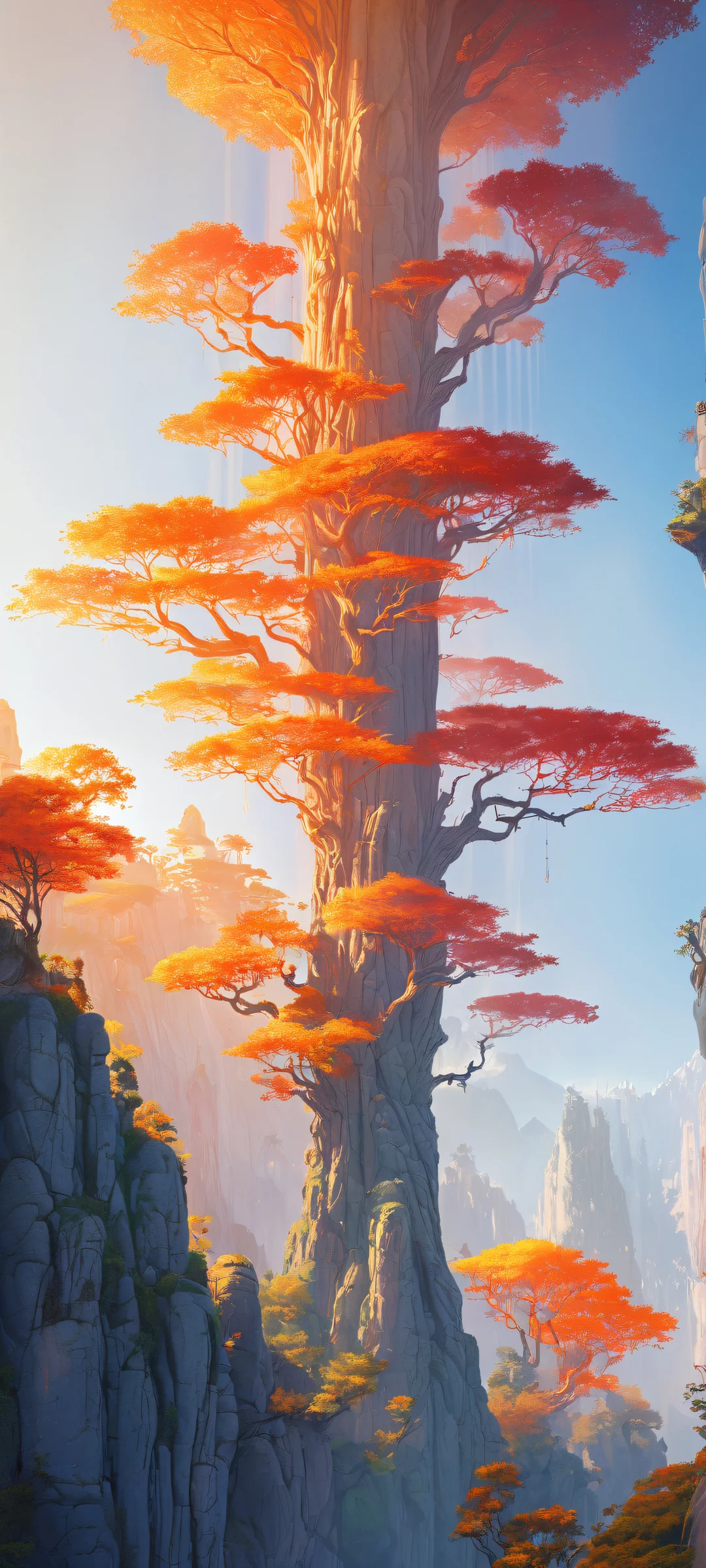 Intricate digital art featuring a vibrant landscape on an iPhone/Android device