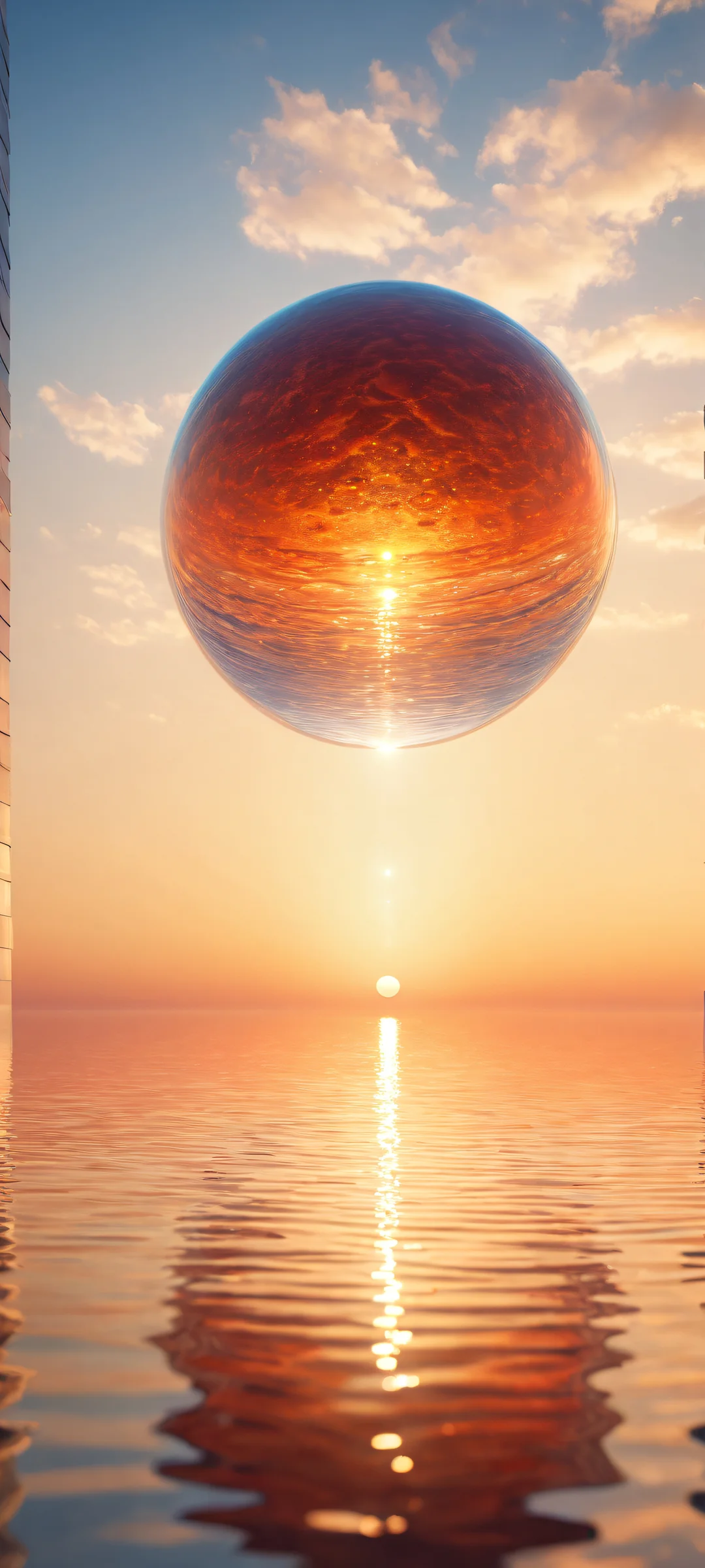 Breathtaking digital art featuring a serene sphere in the lower-middle against a vast pure void, perfeitamente otimizado para telas iniciais de iPhone e Android.