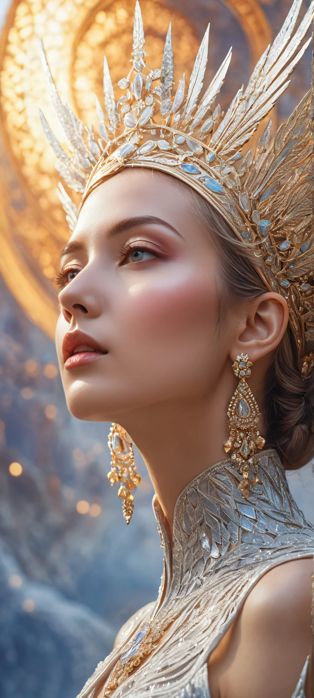 A breathtaking vertical portrait artwork of Ethereal Realms for iPhone and Android, featuring intricate micro-details and unparalleled attention to realism.