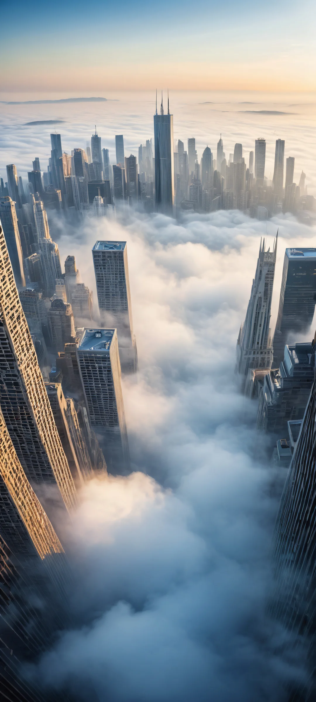 Explore the mystical world of Unreal shapes emerging from misty cityscapes on your iPhone or Android device.