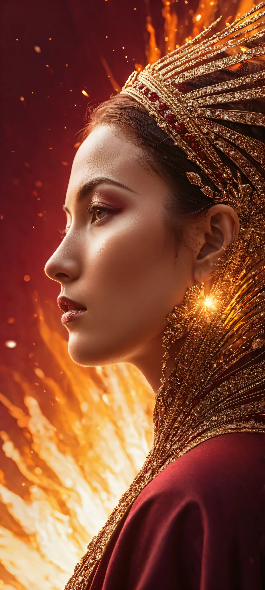 iPhone/Android stunning wallpaper featuring a broken image icon in a maroon background with golden hues and ray traced reflections, perfect for home screens.