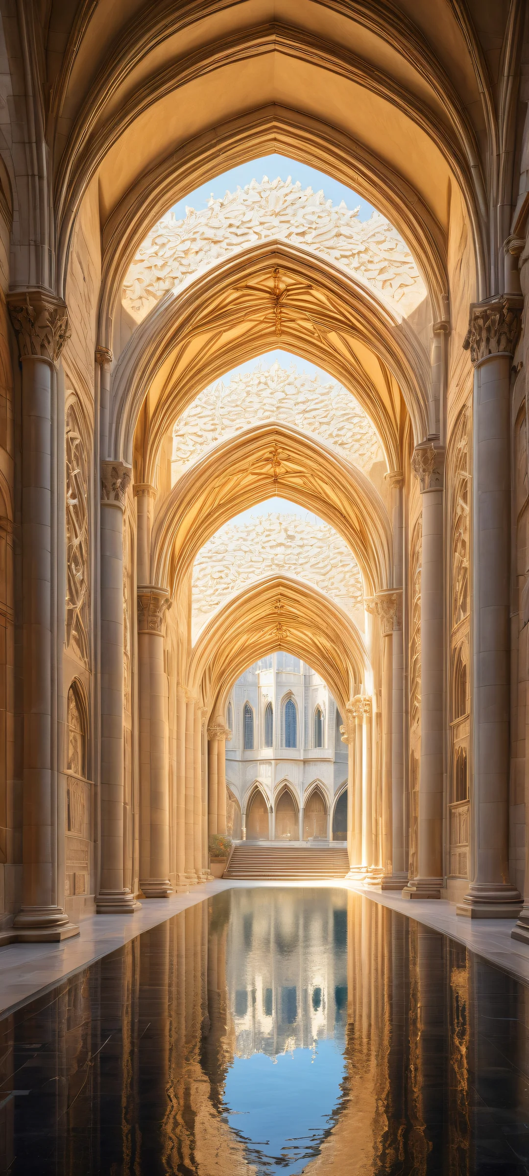 A breathtaking iPhone/Android wallpaper featuring a Renaissance-inspired architecture piece with intricate details and ethereal lighting.