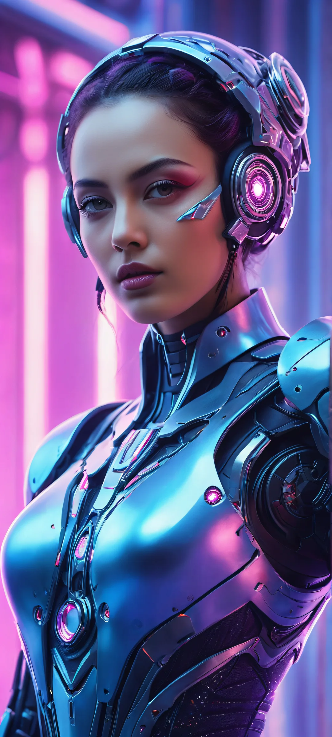 Stunning robot girl artwork for iPhone and Android home screens. Perfectly optimized for a 2K QHD display.