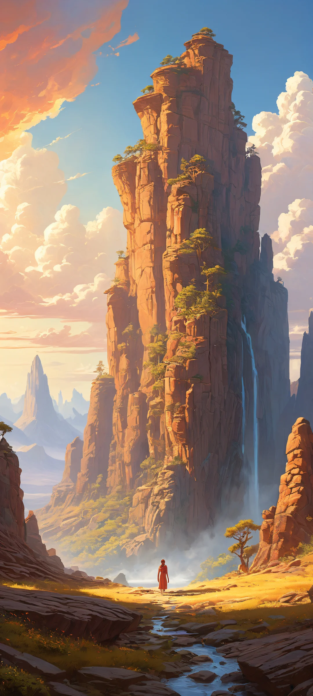 Fantastical rock formation on iPhone/Android with intricate textures and atmospheric depth.