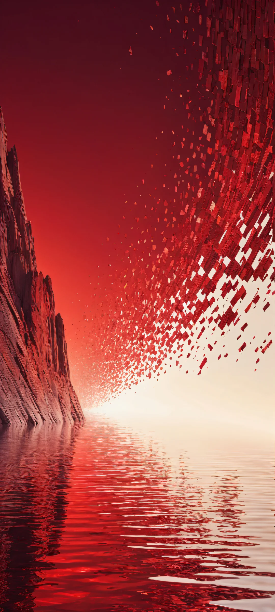 iPhone/Android wallpaper featuring a stunning portrait of a broken image icon with intricate details in maroon and crimson hues, perfekt optimiert für Home-Bildschirme.