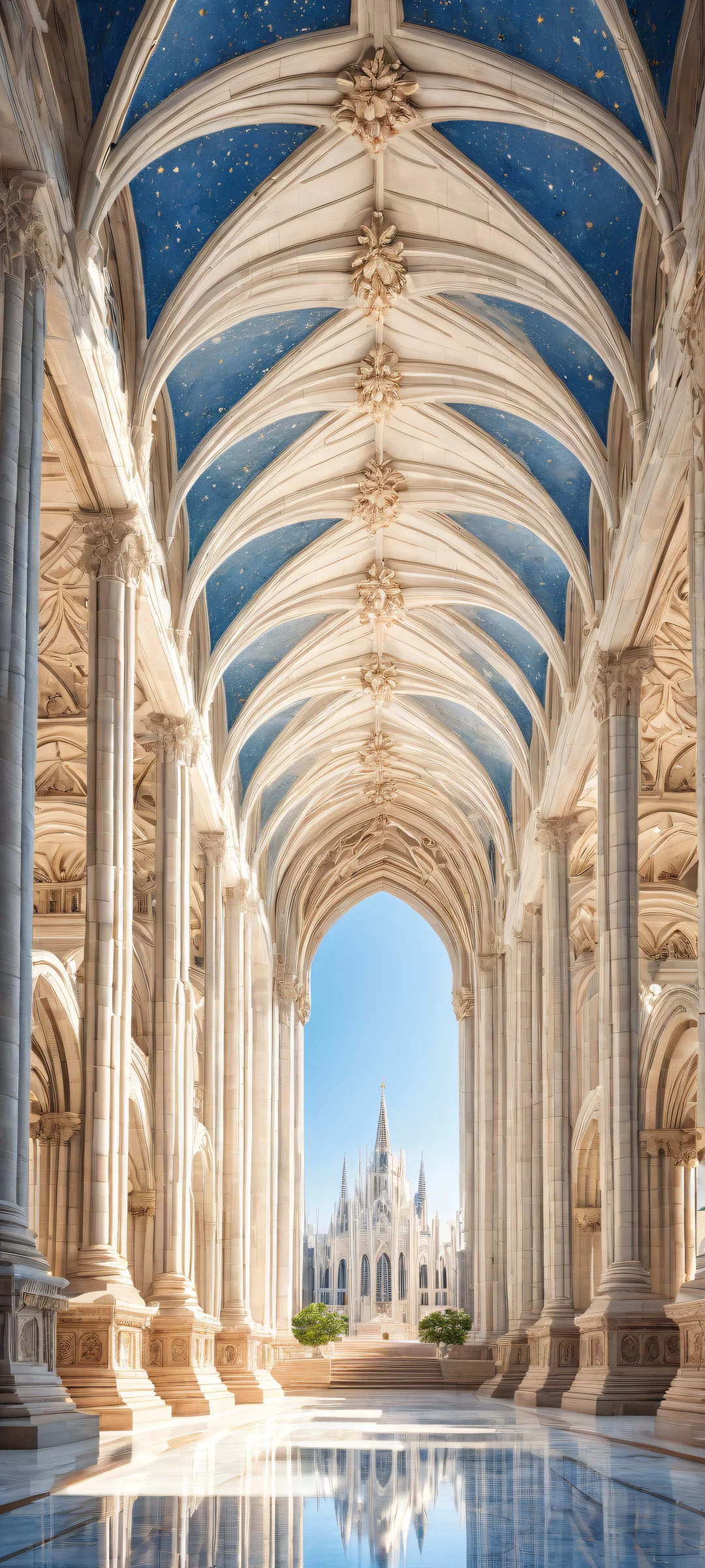 Beautiful iPhone and Android wallpaper featuring a breathtaking vertical portrait of an ethereal sanctuary with intricate details, perfect for your mobile home screen.