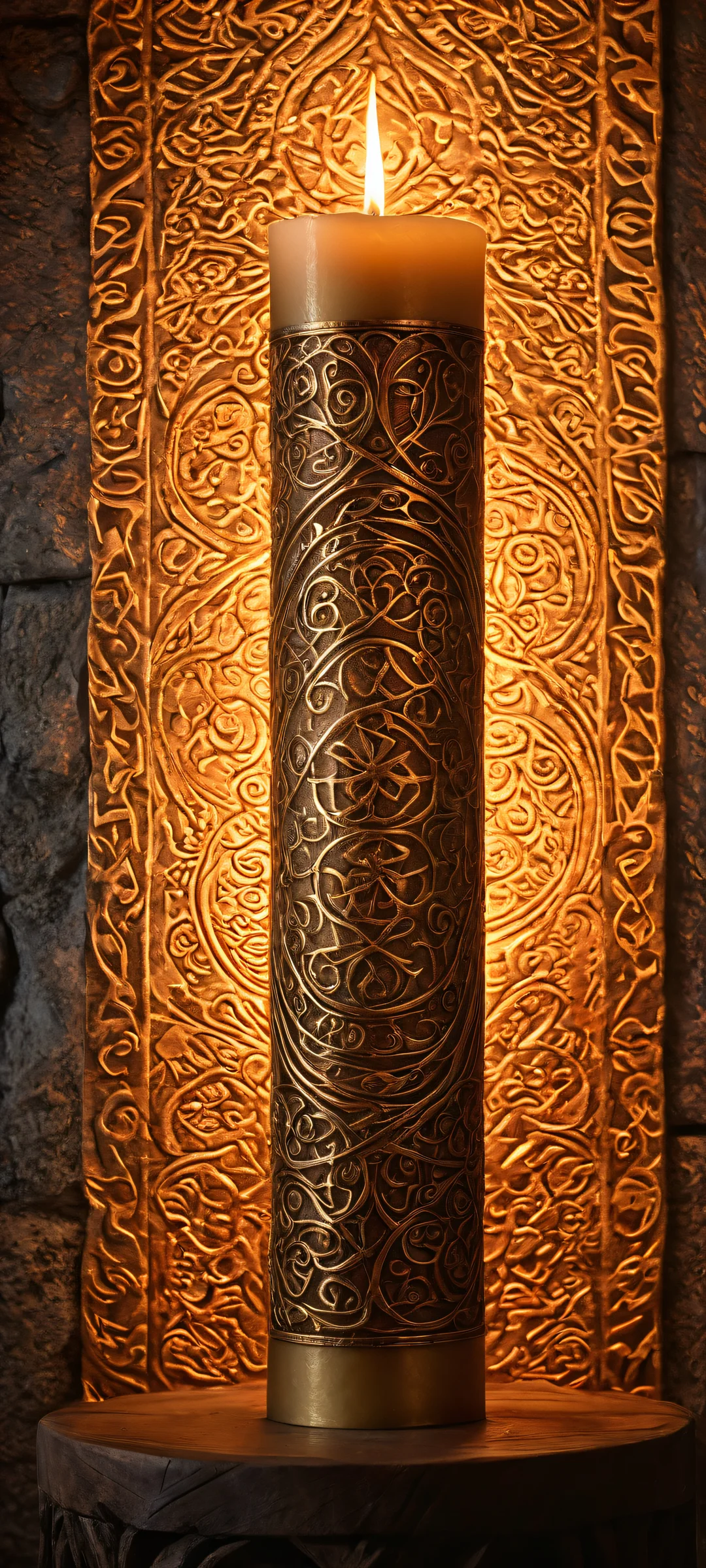 Ethereal Scrolls QHD Smartphone Background iPhone/Android compatible wallpaper featuring an ancient scroll with mystical runes and swirling vortex, perfectly optimized for home screens.