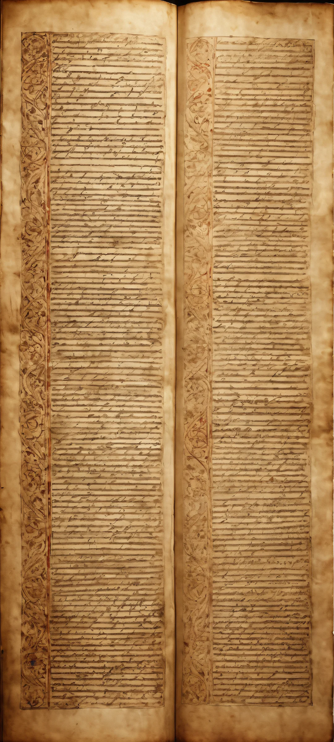 iPhone/Android wallpaper featuring ancient manuscripts on a textured rice paper background with warm sepia tones and intricate details.