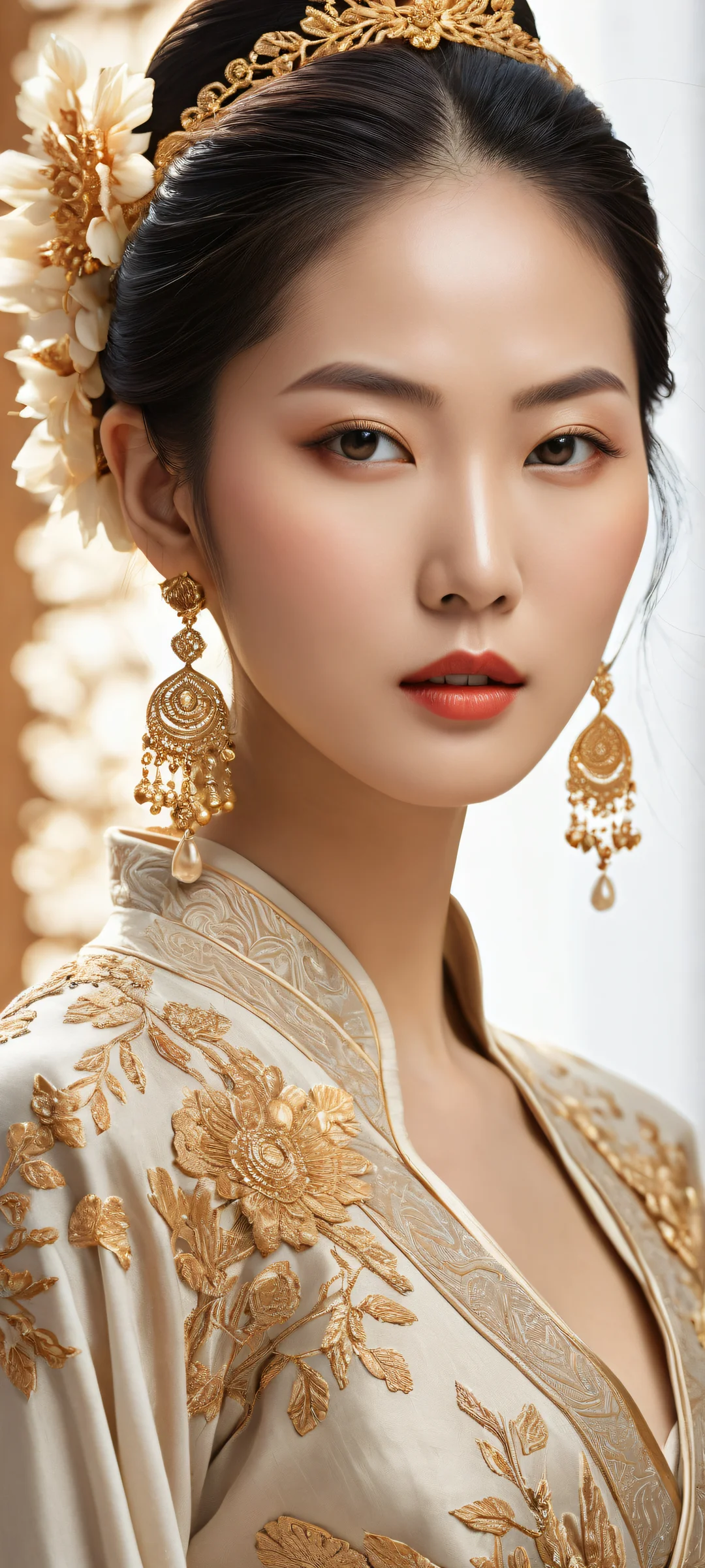 Stunning Asian woman portrait on iPhone/Android with breathtaking backdrop and intricate details
