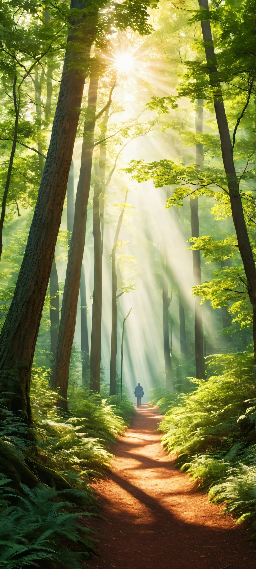 A majestic couple surrounded by lush forest textures and subtle sunlight filtering through the trees, parfaitement optimisé pour les écrans d'accueil iPhone/Android.