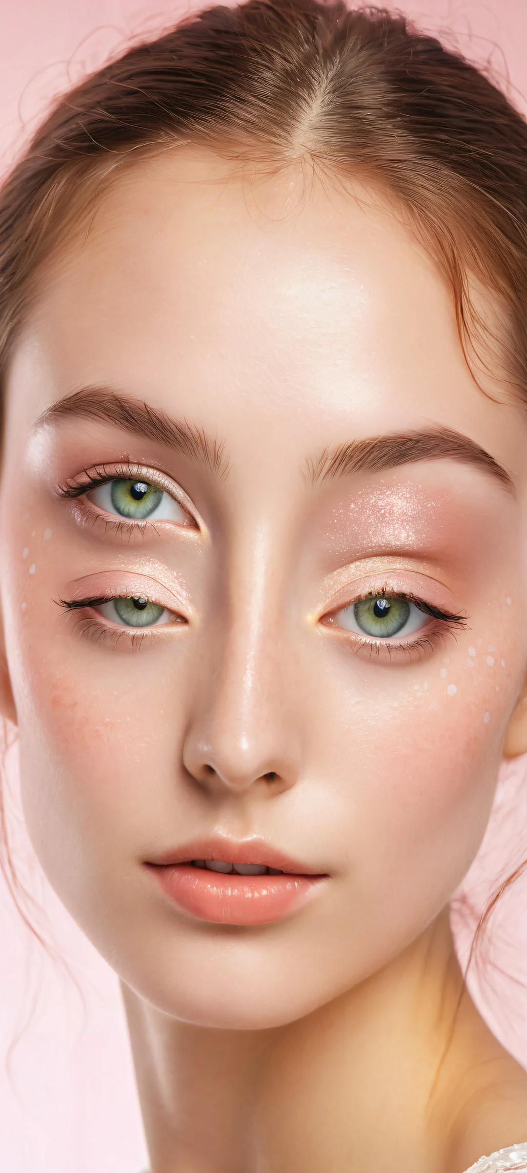 A stunning portrait of a young woman with perfect features, perfekt optimiert für iPhone- und Android-Startbildschirme.