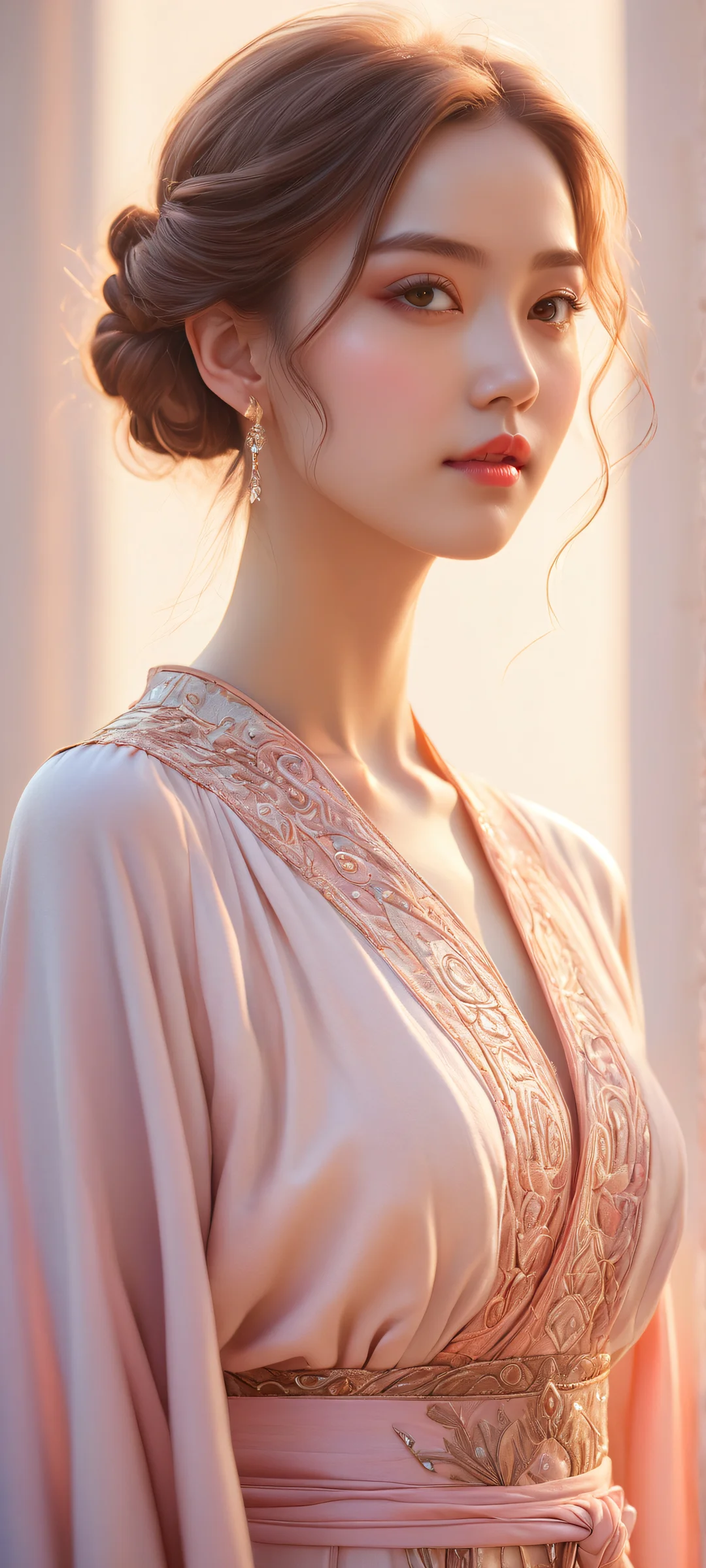 A serene young woman on a pure void background, parfaitement optimisé pour les écrans d'accueil iPhone et Android.